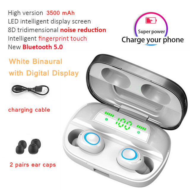 FMJ Bluetooth Wireless Earphones with LED display