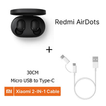 将图片加载到图库查看器，Xiaomi Redmi AirDots In Ear Bluetooth 5.0 Charging Earphone Wireless Bass Stereo Earphones With Mic Handsfree Earbuds AI Control
